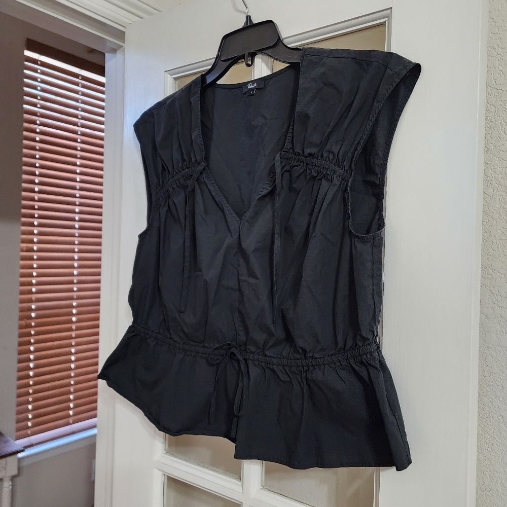 Rails Savi Black Charcoal Gray Peplum Top Women’s Large Drawstring Waist - Picture 2 of 13